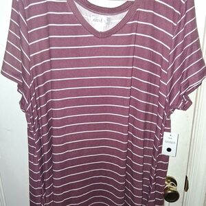 Just Be Purple Striped V-Neck Top